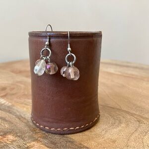 Vintage Rose Quartz Gemstone Pendant Dangle Earrings